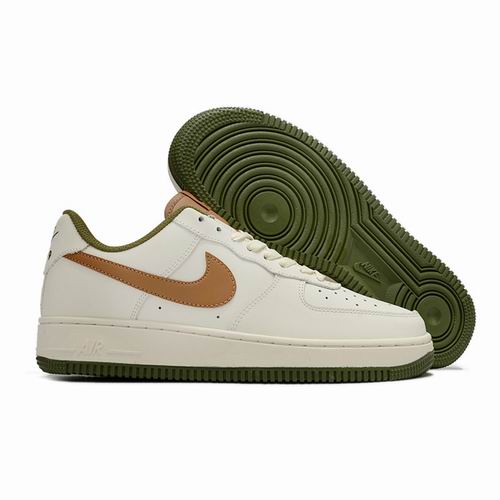 Cheap Nike Air Force 1 White Golden Green Shoes Men and Women-80